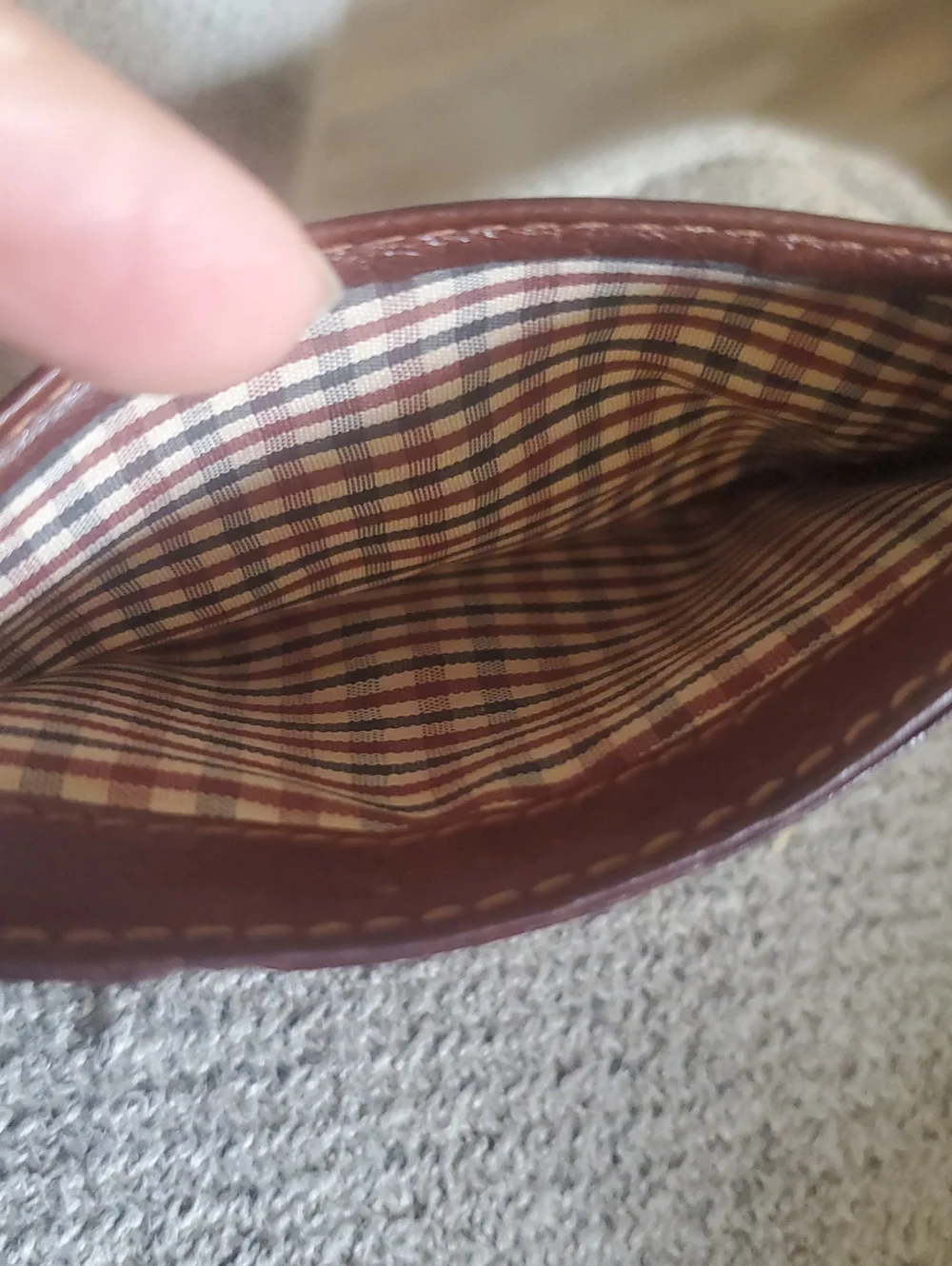 Boconi Brown Leather Card & ID Holder with Clear Window